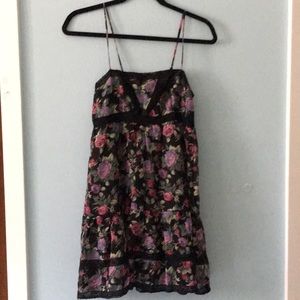 Floral dress with black lace detail